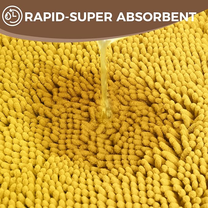 Bcoimo 48x30 Chenille Bath Mat – Non-Slip with Backing Bath Rug Ultra-Absorbent and Machine Washable Bathroom Mat Quick-Dry Design. Ideal for Bathroom Shower and Tub Areas