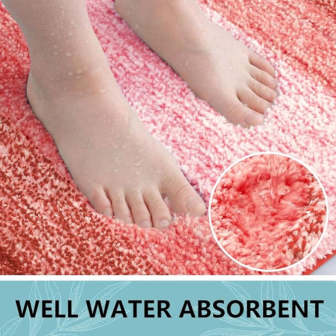 Arotive Microfiber Bathroom Rugs, Shaggy Soft Absorbent Bath Rug, 30x20 | Coral, Rubber Backing Thick Plush Machine Washable Dry Bath Mats for Bathroom, Tub and Shower, Rectangular