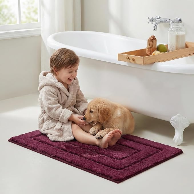 GRANNY SAYS Strawberry Red Bathroom Rug 24" x 36", Non-Slip Bath Mat | Ultra-soft, durable TPR backing for reliable grip, fast water absorption, machine washable for Vanity, Shower, Tub