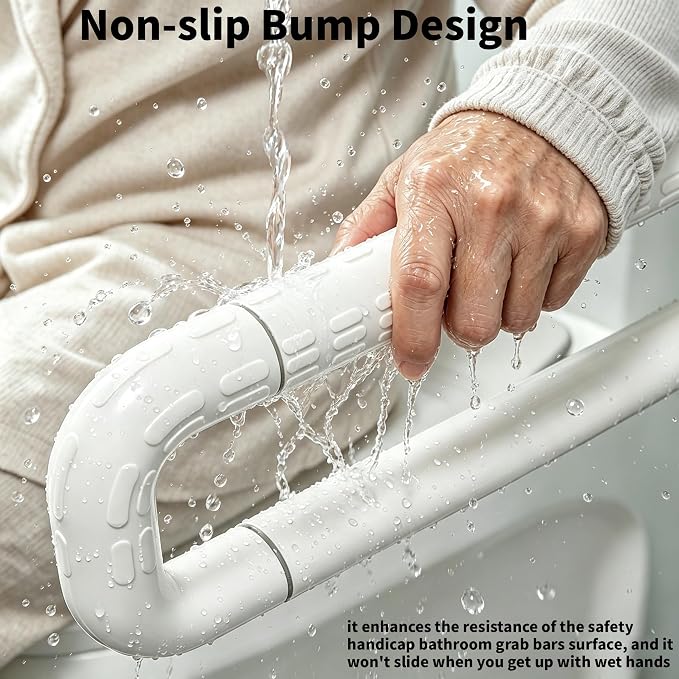 Nisorpa 29.5 INCH Foldable Toilet Grab Bar Flip Up Arm Grab Rails Anti Slip Handrails Bathroom Seat Support Handicap Bar Toilet Safety Rails for Elderly Pregnant Women Disabled