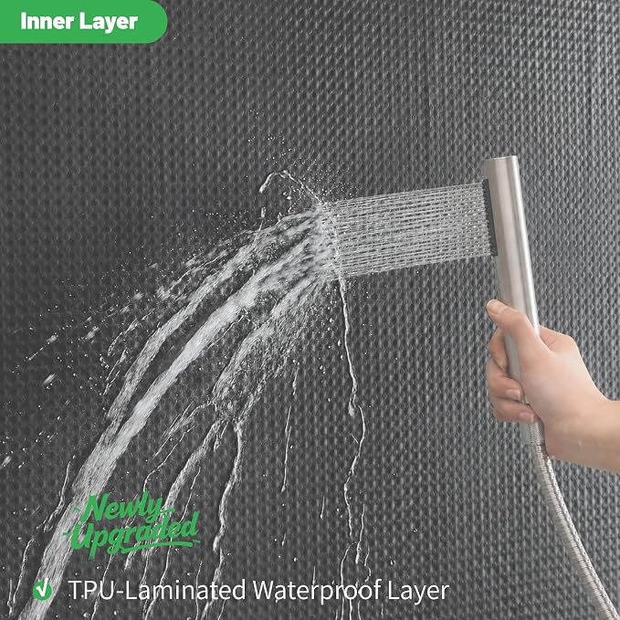 No Hook long Waffle Shower Curtain, No Liner Needed,71x86 In, Charcoal Grey | 100% waterproof TPU-laminated backing, magnetic weighted hem, machine washable, shower curtain set for bathroom or hotel use