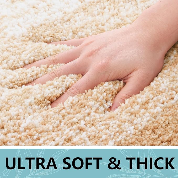 Arotive Microfiber Bathroom Rugs, Shaggy Soft Absorbent Bath Rug, 34x21 | Beige, Rubber Backing Thick Plush Machine Washable Dry Bath Mats for Bathroom, Tub and Shower, Rectangular