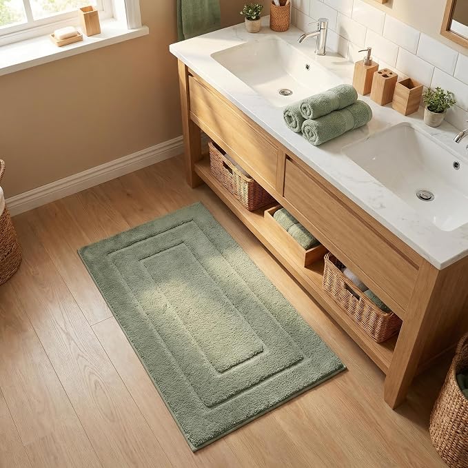 GRANNY SAYS Light Green Bathroom Rug 20" x 32", Non-Slip Bath Mat | Ultra-soft, durable TPR backing for reliable grip, fast water absorption, machine washable for Vanity, Shower, Tub