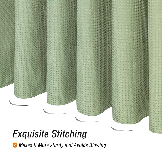 Sage Green Fabric Shower Curtain, 72 X 72 | Cloth-Textured Shower Curtain for Bathroom - Soft Cloth & Hotel Spa Luxury, Water Repellent, Machine Washable