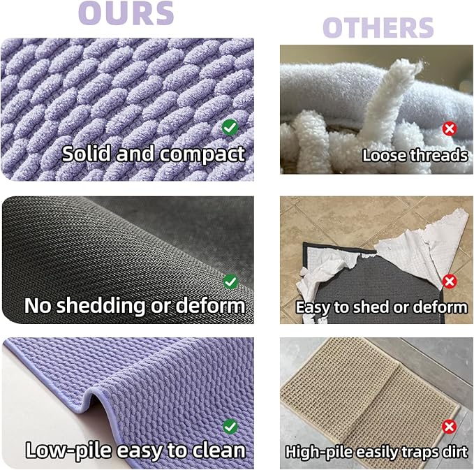 TYUU Bathroom Runner Rug, Long Bath Mat Washable Thin Quick Dry Low Pile Bathroom Runner Rugs 24 x 60 Non Slip, Lavender 24"x60"