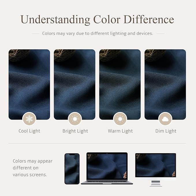 Jowels Navy Blue Linen Fabric Shower Curtains for Bathroom, 72x80 | Long Size, Blue Linen Shower Curtains Set, Waterproof Washable Weighted Textile,Metal Hooks, Hotel Boho Farmhouse Decor