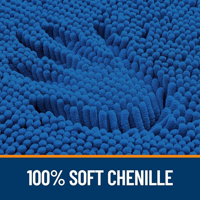 OLANLY Small Bathroom Rugs 24x16, Soft Absorbent Chenille Bath Rugs, Rubber Backing Quick Dry, Machine Washable Bath Mats for Bathroom Floor, Tub and Shower, Home Decor Accessories, Deep Navy Blue | Deep Navy Blue, Quick-Drying Rubber Backing, Washable...