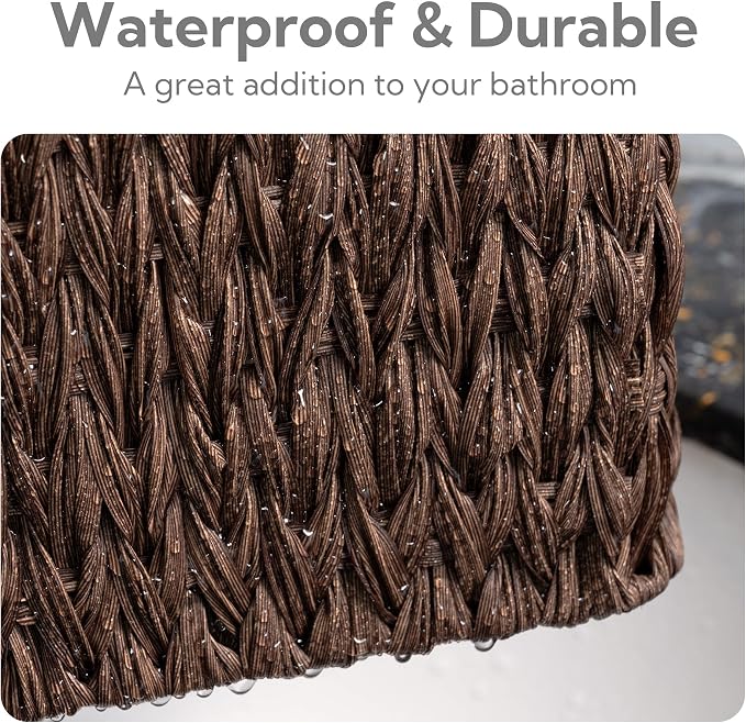 GRANNY SAYS Storage Baskets for Shelves, Waterproof Basket for Organizing | Small Woven Storage Baskets for Shelf, Rattan Basket for Organizing, Wicker Basket Set, 3-Pack Small Waterproof Baskets