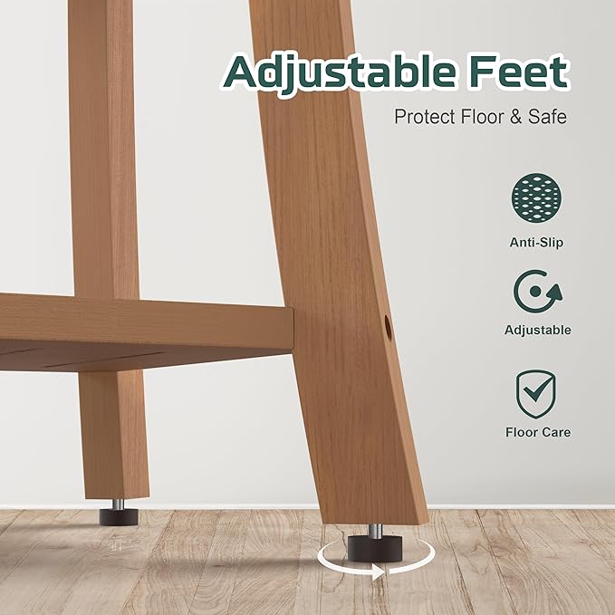 Waterproof HIPS Shower Bench for Inside Shower, Shower Stool, Brown | Ergonomic design, For seating and leg shaving, Wood-Look texture, Easy care, Storage shelf, Non-slip leveling feet, 400 lb