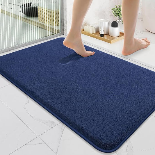 Smiry Memory Foam Bath Mat 36x24, Extra Soft Absorbent Bathroom Rugs | Navy Blue Quick Dry, Machine Washable Bath Mats for Bathroom, Shower, Tub and Home Decor Accessories