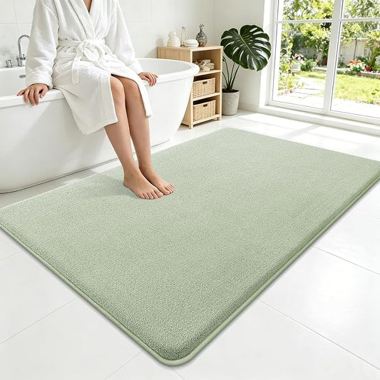 Smiry Memory Foam Bath Mat 59x35, Extra Soft Absorbent Bathroom Rugs | Sage Green Quick Dry, Machine Washable Bath Mats for Bathroom, Shower, Tub and Home Decor Accessories