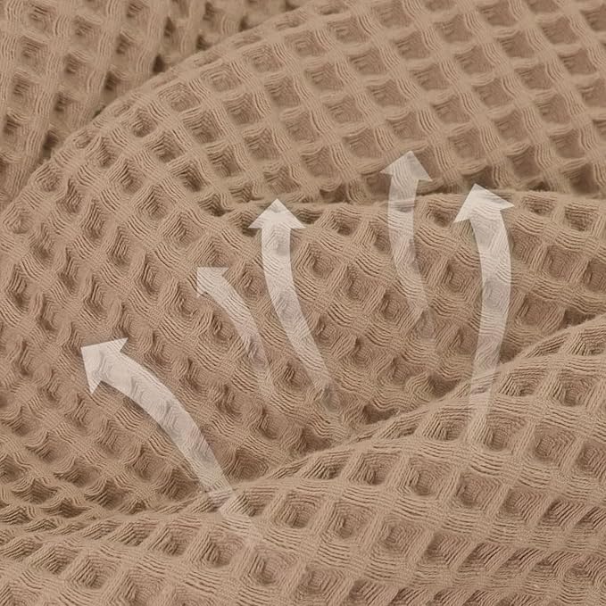 Jacquotha Waffle Bath Towels 2-Piece (Tan) - Cotton, Soft, Lightweight | 31” x 62” Large Bath Towel for Bathroom, Shower, Spa, Beach
