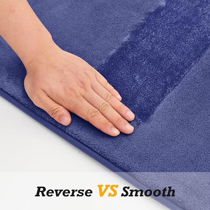 Bathroom Rugs Sets 3 Piece, Non-Slip & Quick Dry Bath Mat Set, Ultra Soft Velvet Bath Rugs for Bathroom, Toilet and Shower Floor, Royal Blue