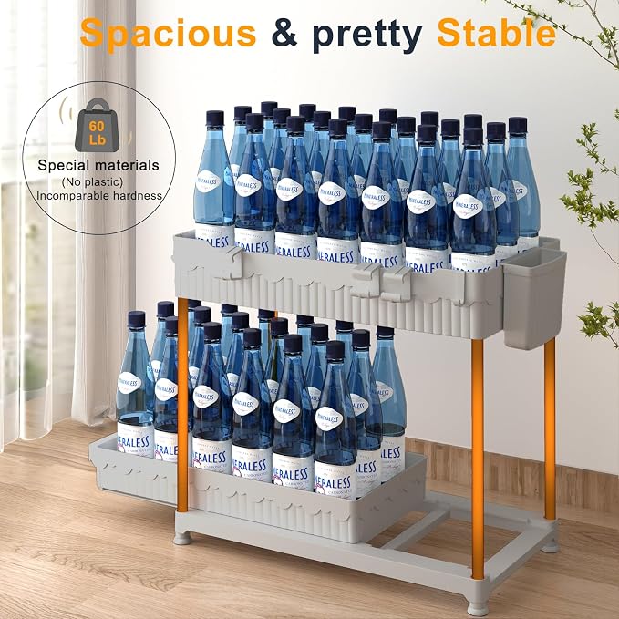3 Pack Under Sink Organizers, 2-Tier Multi-Use Kitchen and Bathroom Organizers and Storage with Sliding Drawers, Bathroom Cabinet Organizer (Gray, 14.8 Inch) | Multi-use kitchen & bathroom storage, 14.8 inch gray cabinet organizer, space-saving sliding...