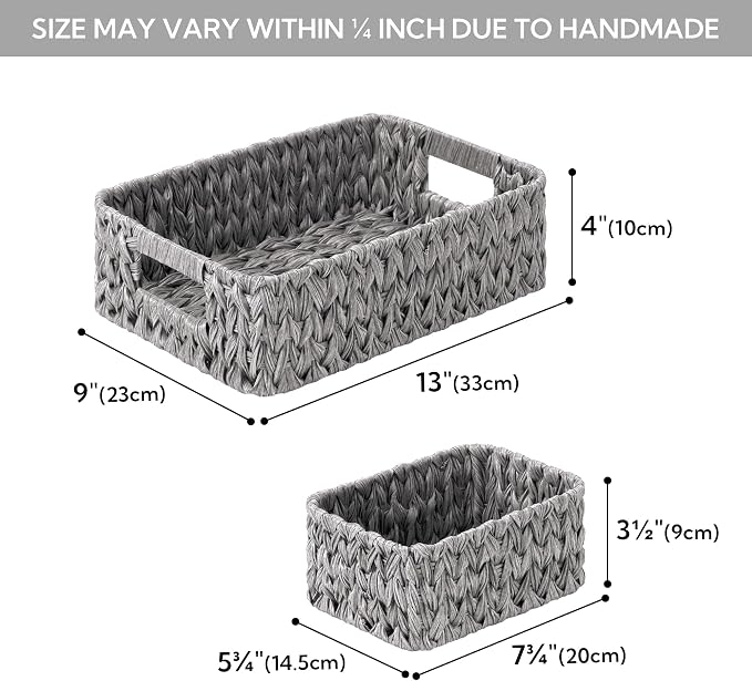 GRANNY SAYS Small Wicker Baskets for Organizing, Wicker Storage Baskets | Small Woven Storage Baskets for Shelf, Rattan Basket for Organizing, Wicker Basket Set, 3-Pack Small Waterproof Baskets