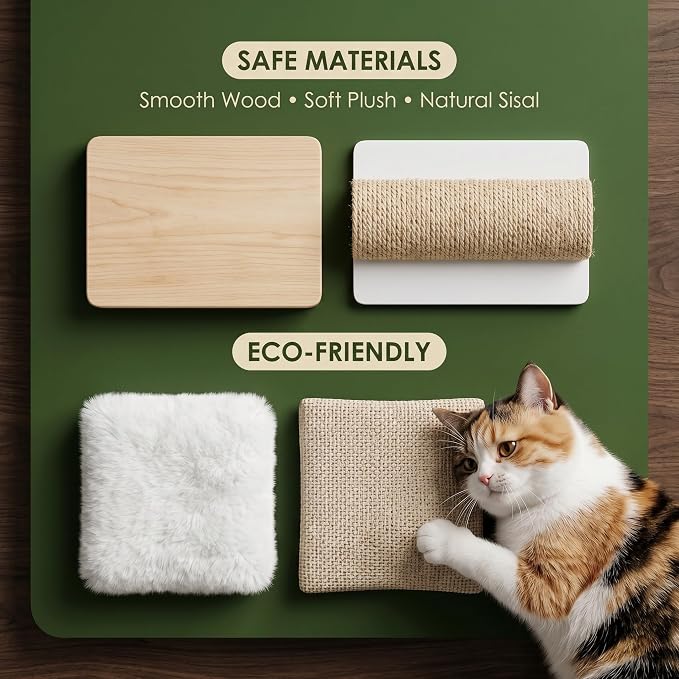 6in1 Cat Wall Shelves, Large Mounted Climbing Tower System for Cats, Modern Shelf for House Corner, Indoor Wooden Hammock Tree Furniture Set with Scratching,Perch, Bed,Ladder,Steps,Bridge