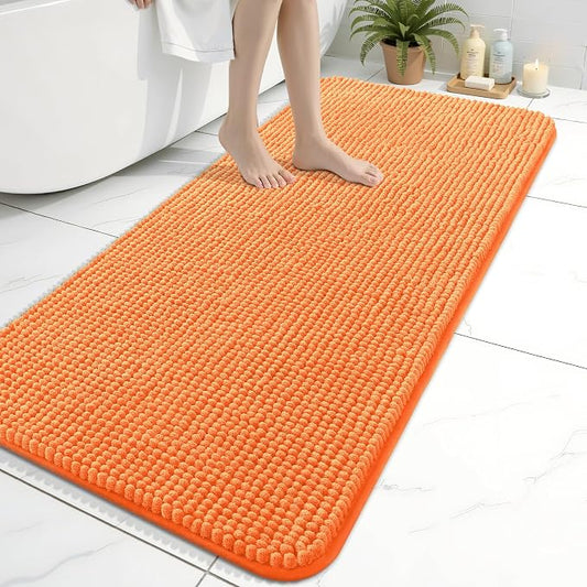 Arotive Chenille Bathroom Rugs 47x24, Soft Absorbent Bath Mat, Coral | Rubber Backing, Machine Washable Dry Bath Mats for Bathroom Floor, Tub and Shower, Home Decor Accessories