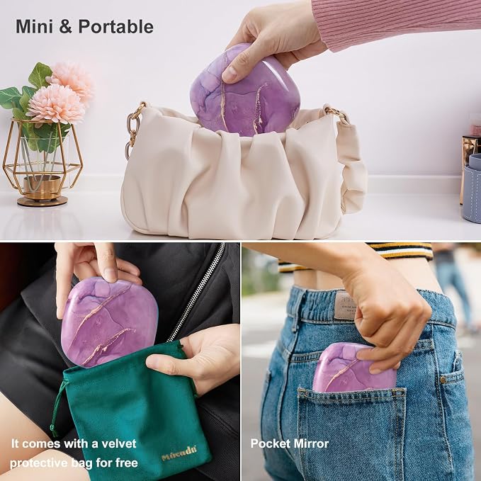 Mocado Compact Mirror with Light-4 Inches Compact 1x/10x Magnifying Mirror | Double Sides Lighted, 3 Colors Lighting, 0-100% Brightness, Diammable Touch, 1200mAh Rechargeable, For Pocket, Purse