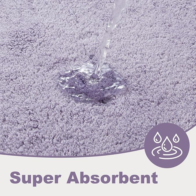 TYUU Toilet Rug, Ultra Soft Toilet Rugs U Shaped Machine Washable Non Slip Absorbent Quick Dry Toilet Mat with Rubber Backing, Lavender 20" x 24" U Shape
