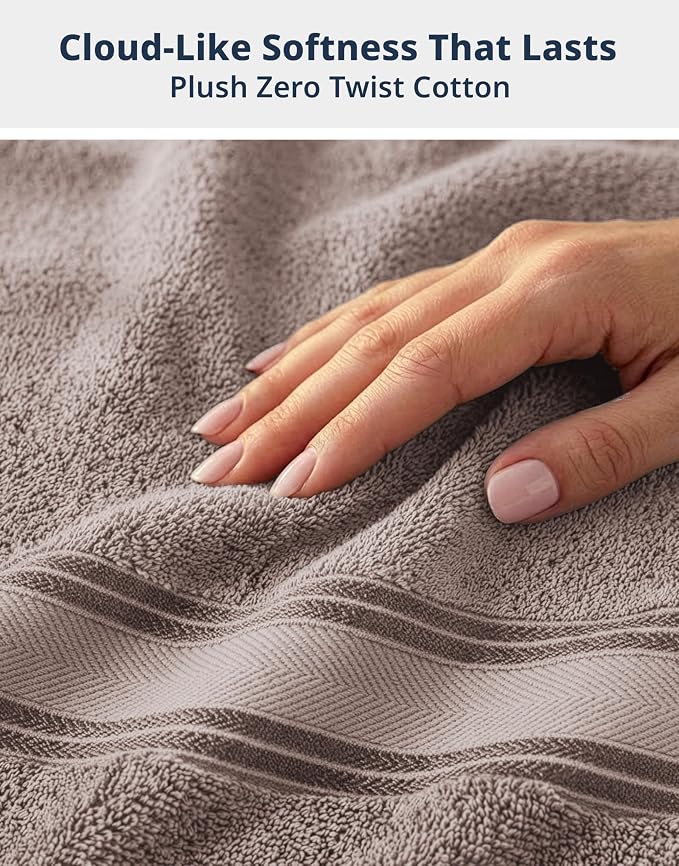 LANE LINEN Towel Set Soft Absorbent Quick Dry 100% Cotton - Platinum | Cotton Bath Towels - Lightweight & Breathable, Fade-Resistant Color, Classic Terry Weave, Densely Woven, Coordinated Colors