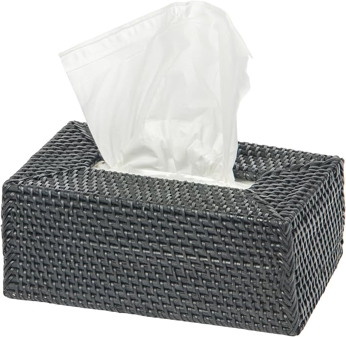 Kouboo Loma Rectangular Rattan Tissue Box Cover - Parent (Solid Black)