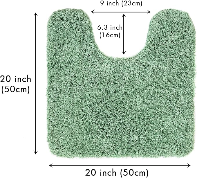 MIULEE Sage Green Toilet Bathroom Rug U-Shaped Microfiber Mat 20x20 Inch | Absorbent, Non Slip, Quick Dry, Fluffy Bath Rugs for Bathroom Floor Tub Showers, Machine Washable