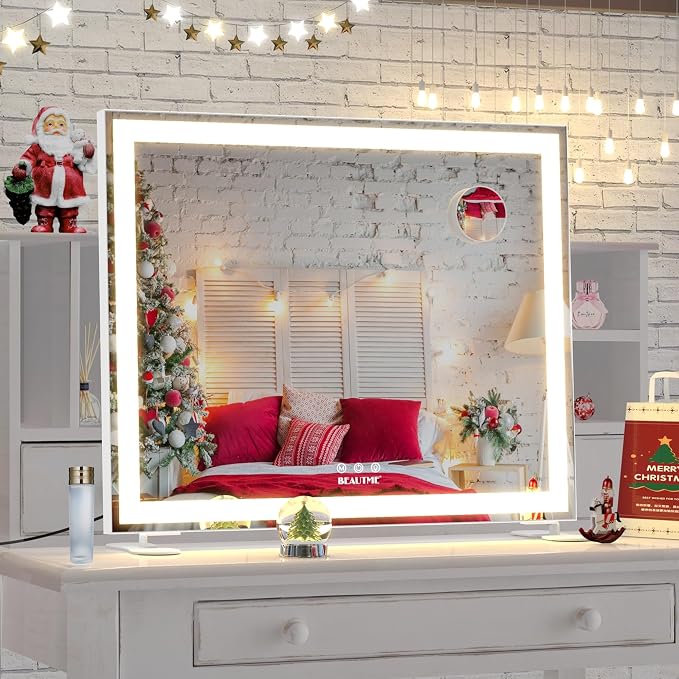 Vanity Mirror with Lights for Tabletop,Hollywood Lighted Makeup Mirror for Dressing Room & Bedroom,Big Desk Mirror Vanity (600×507×150mm)