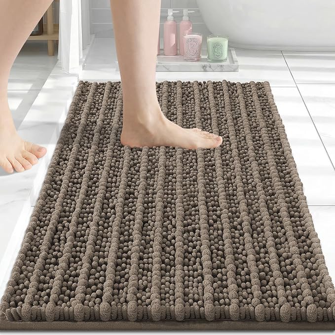 Arotive Bathroom Rugs Mat 24x16, Soft Absorbent Chenille Shaggy Bath Mat | Camel, Machine Wash Dry, Bath Rugs for Bathroom Floor, Tub and Shower, Home Decor Accessories