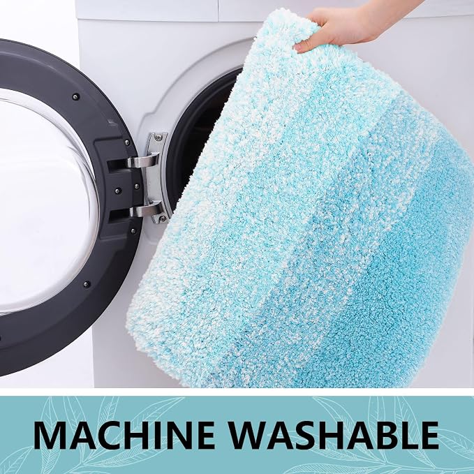 Arotive Microfiber Bathroom Rugs, Shaggy Soft Absorbent Bath Rug, 24x16 | SkyBlue, Rubber Backing Thick Plush Machine Washable Dry Bath Mats for Bathroom, Tub and Shower, Rectangular
