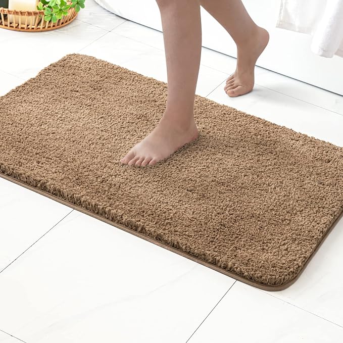 MIULEE Light Brown Large Bathroom Rugs Soft Microfiber Bath Mat 24x36 Inch | Absorbent, Non Slip, Quick Dry, Fluffy Bath Rugs for Bathroom Floor Tub Showers, Machine Washable
