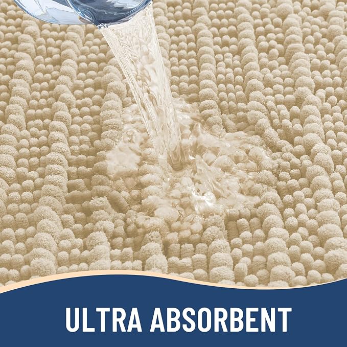 Arotive Round Bathroom Rugs 24x24, Soft Absorbent Chenille Shaggy Bath Mat | Cream Beige, Machine Wash Dry, Bath Rugs for Bathroom Floor, Tub and Shower, Home Decor Accessories