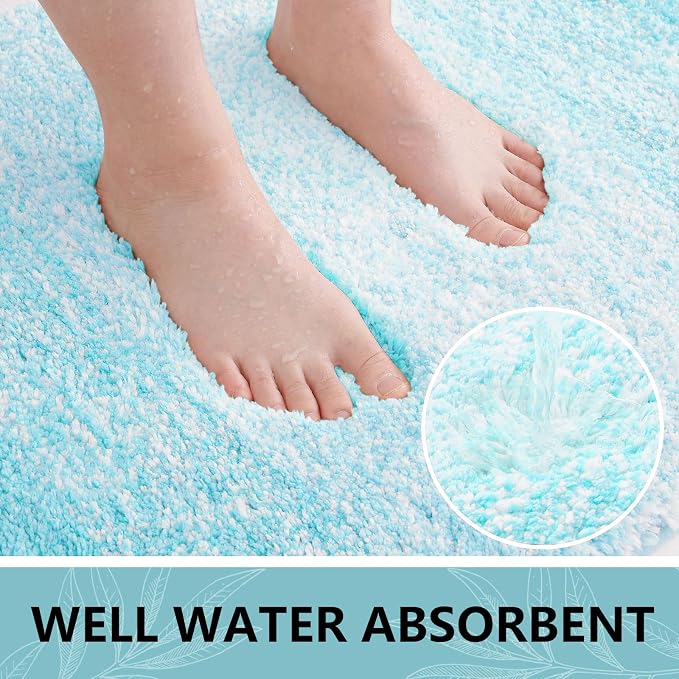 Arotive Microfiber Bathroom Rugs, Shaggy Soft Absorbent Bath Rug, 30x20 | SkyBlue, Rubber Backing Thick Plush Machine Washable Dry Bath Mats for Bathroom, Tub and Shower, Rectangular