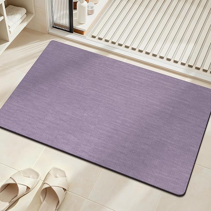 Mecko Bath Mat Ultra Thin Lavender Purple, 20"x32" | -Non-Slip,Quick Dry,Absorbent Bathroom Rug Suit For Tile floors,Easy Care Shower Rug in Front of Bathtub,Sink,Shower