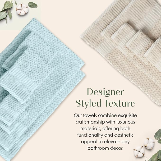 4 Pack 100% Cotton Bath Towels | Beige Towels | Oeko‑TEX Standard 100 | Soft & Absorbent, Quick‑Dry | Trinity Collection - Sand