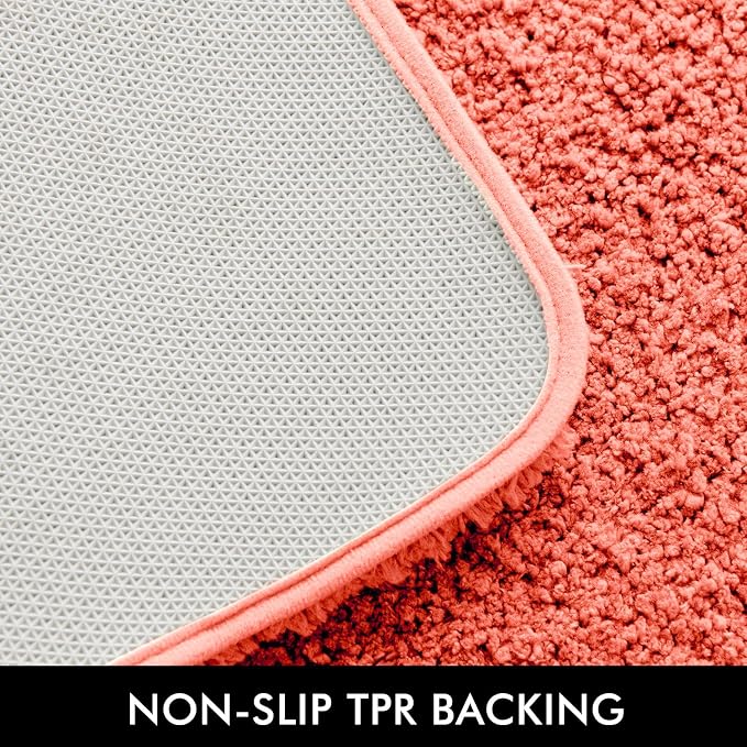 MIULEE Living Coral Bathroom Rugs Soft Small Microfiber Bath Mat 16x24 Inch | Absorbent, Non Slip, Quick Dry, Fluffy Bath Rugs for Bathroom Floor Tub Showers, Machine Washable