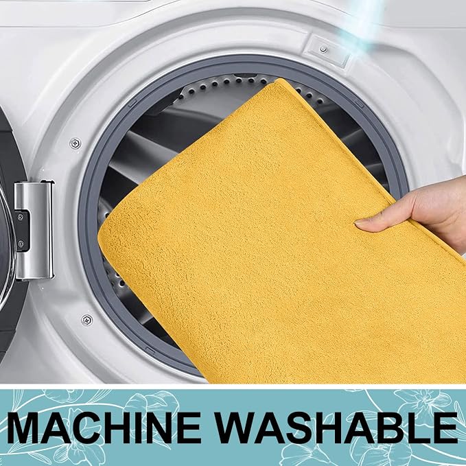 Smiry Memory Foam Bath Mat 70x24, Extra Soft and Absorbent Bathroom Rugs | Yellow, Quick Dry Machine Washable Non-Slip Bath Mat for Bathroom Floor, Shower and Tub
