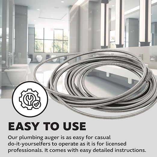 .25-in. Diameter Steel 25-Foot Light Auger for Small to Medium Drains 7710025, Hand-Cranked Toilet Snake and Drain Clog Remover, Plumbing Snake for Toilets and 2-inch Wide Drains (Pack of 4)