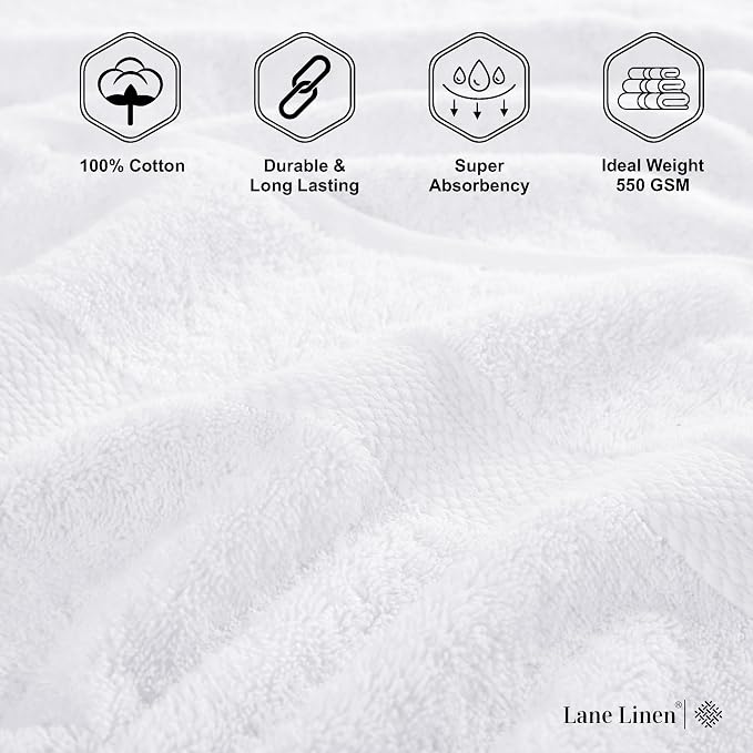 LANE LINEN Bath Sheet Set 2 Pack Oversized Soft Absorbent Quick Dry - White | Cotton Bath Sheets - Oversized & Roomy, Lightweight & Breathable, Fade-Resistant Color, Classic Terry Weave, Densely Woven