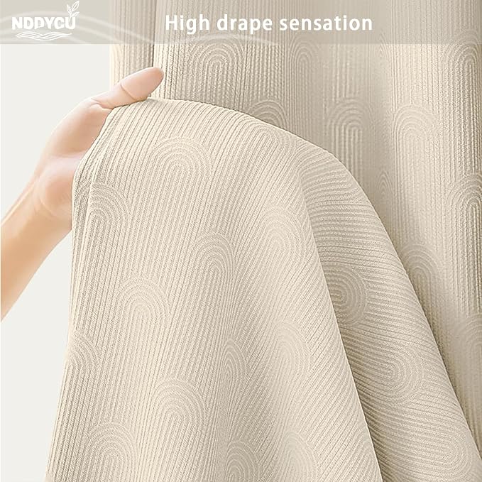 Beige Boho Cotton Shower Curtain Arch,48" W x 72" L | Minimalist Shower Curtain for Bathroom