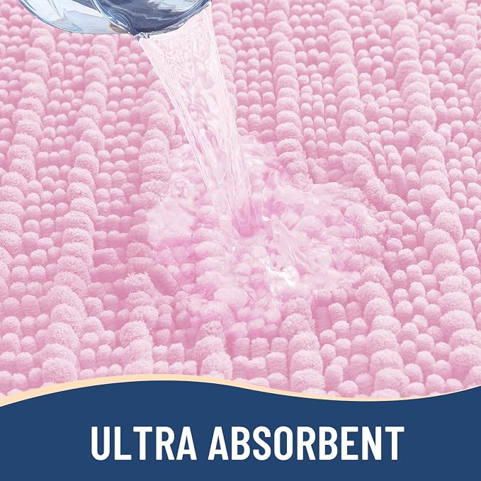 Arotive Bathroom Rugs Mat 70x24, Soft Absorbent Chenille Shaggy Bath Mat | Pink, Machine Wash Dry, Bath Rugs for Bathroom Floor, Tub and Shower, Home Decor Accessories