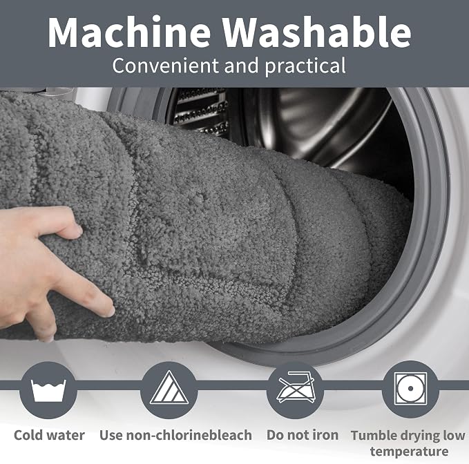GRANNY SAYS Dark Grey Bathroom Runner Rug 24" x 48", Soft Bath Mat | Non-Slip long rug with TPR Backing, Absorbent, Machine Washable Extra Large Bath Rugs for Double Vanity, Shower, Tub