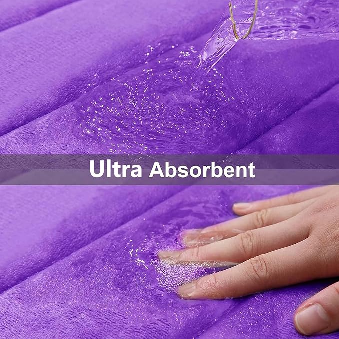 Buganda Memory Foam Bath Mat 35.4 x 24, Ultra Soft Absorbent Bathroom Rugs | Purple, Machine Washable Quick Dry Bath Mats for Bathroom Floor, Shower and Tub, Home Decor Accessories