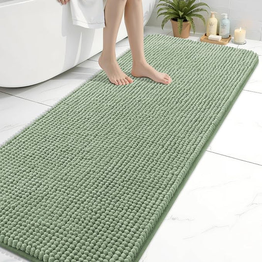 Arotive Chenille Bathroom Rugs 70x24, Soft Absorbent Bath Mat, Sage Green | Rubber Backing, Machine Washable Dry Bath Mats for Bathroom Floor, Tub and Shower, Home Decor Accessories
