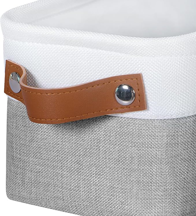 Small Fabric Storage Bins, Narrow Storage Baskets for Organizing | Long Storage Basket, with Handles, Decorative Basket, For Closets Shelves Toilet Paper, 15x6x5 inch, 4-Pack, Grey