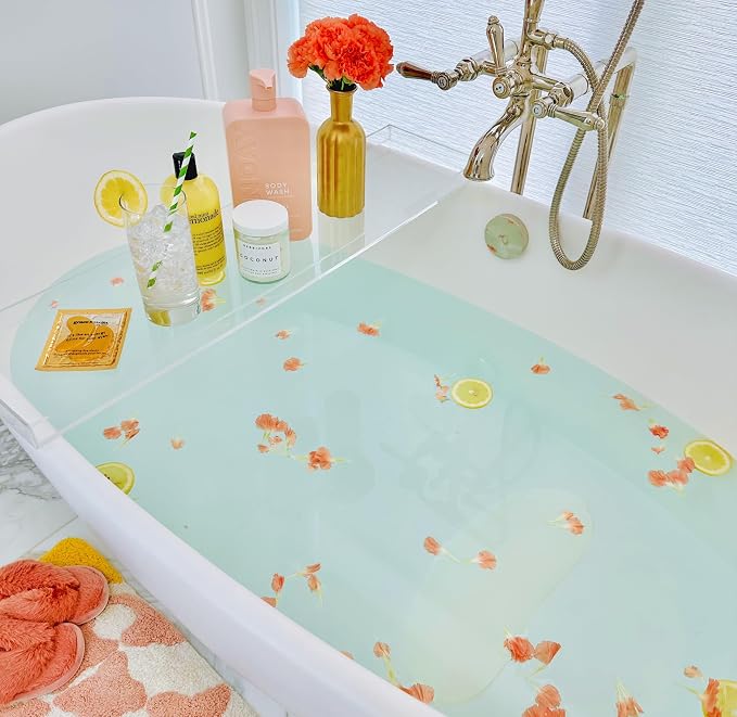 Anti Slip Bath Support – Stop Sliding in Bathtub – Silicone Body Stopper for Soaking Tubs – 44 Suction Cups – Luxury Bath Accessory, Dishwasher Safe