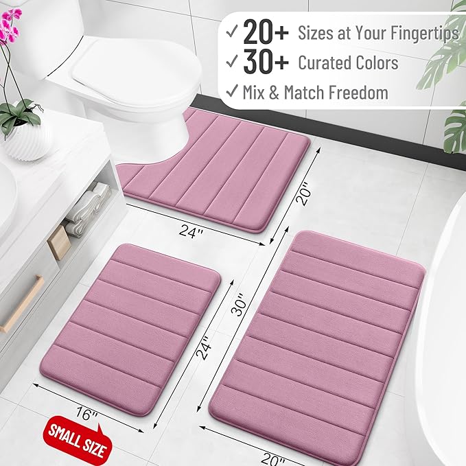 OLANLY Memory Foam Long Bathroom Rugs Runner 59x20, Super Soft Absorbent | Deep Plum, Quick Dry Bath Mat, Machine Washable Shower Floor Rugs, Bathmat Carpet for Bathroom Floor, Tub and Shower
