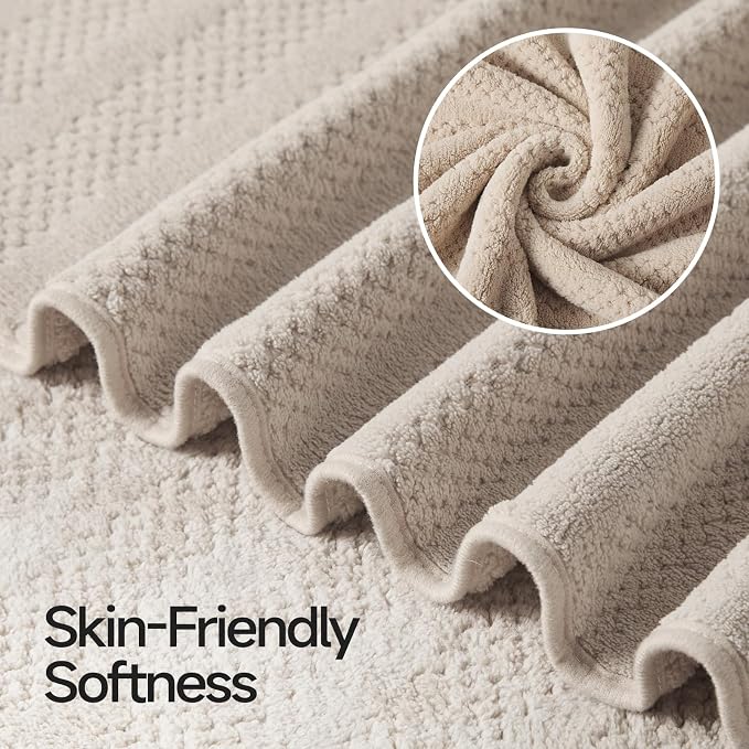 ecolook Microfiber Bath Towels Set of 2, 31 x 63 Inch Extra Large Bath Towel Set, Super Soft & Highly Absorbent, Quick Dry Lightweight Towels for Bathroom, Gym, Spa, Pool & Travel, Camel