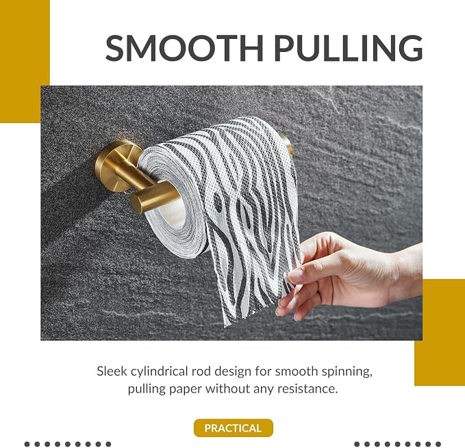 Toilet Paper Holder, Brushed Dark Gold, 304 Stainless Steel | Right-Side Open Design, One-Hand Roll Changes, Raised End Cap, Regular, Large & Mega Roll Fit, Guest Bathroom & Washroom Use