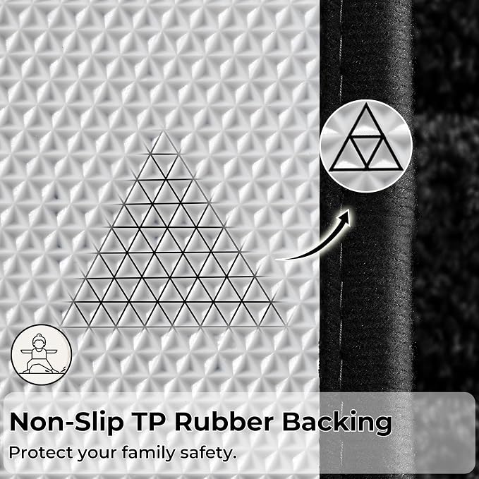 GRANNY SAYS Black Bathroom Rug 71" x 24", Non-Slip Microfiber Bath Mat | Ultra-soft, durable TPR backing for reliable grip, fast water absorption, machine washable for Vanity, Shower, Tub