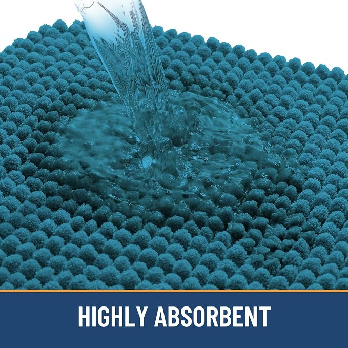Arotive Chenille Toilet Rugs U-Shaped 24x20, Soft Absorbent Contoured Rugs | Peacock Blue, Rubber Backing, Coutoured Bath Rugs for Toilet, Machine Washable Bath Mats, Home Decor Accessories